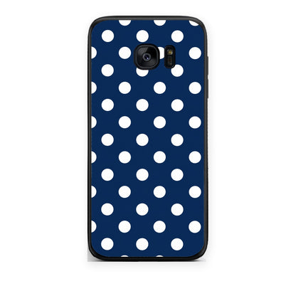 Θήκη Samsung Galaxy S7 Edge White Large Polka Dots on Navy από τη Smartfits με σχέδιο στο πίσω μέρος και μαύρο περίβλημα | Samsung Galaxy S7 Edge White Large Polka Dots on Navy case with colorful back and black bezels
