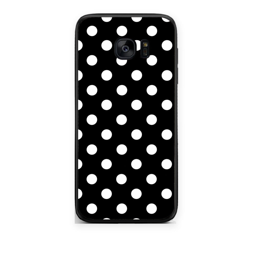 Θήκη Samsung Galaxy S7 Edge White Polka Dots on Black από τη Smartfits με σχέδιο στο πίσω μέρος και μαύρο περίβλημα | Samsung Galaxy S7 Edge White Polka Dots on Black case with colorful back and black bezels