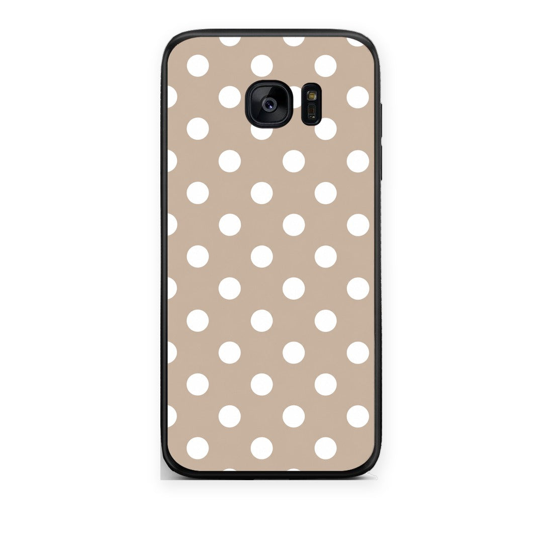 Θήκη Samsung Galaxy S7 Edge White Polka Dots on Taupe από τη Smartfits με σχέδιο στο πίσω μέρος και μαύρο περίβλημα | Samsung Galaxy S7 Edge White Polka Dots on Taupe case with colorful back and black bezels
