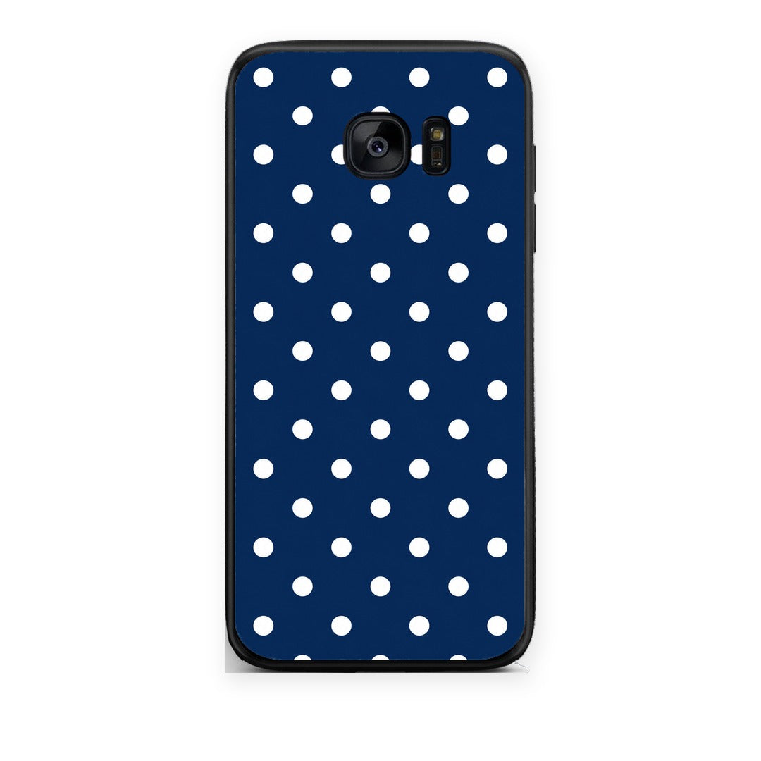 Θήκη Samsung Galaxy S7 Edge White Small Polka Dots on Navy από τη Smartfits με σχέδιο στο πίσω μέρος και μαύρο περίβλημα | Samsung Galaxy S7 Edge White Small Polka Dots on Navy case with colorful back and black bezels