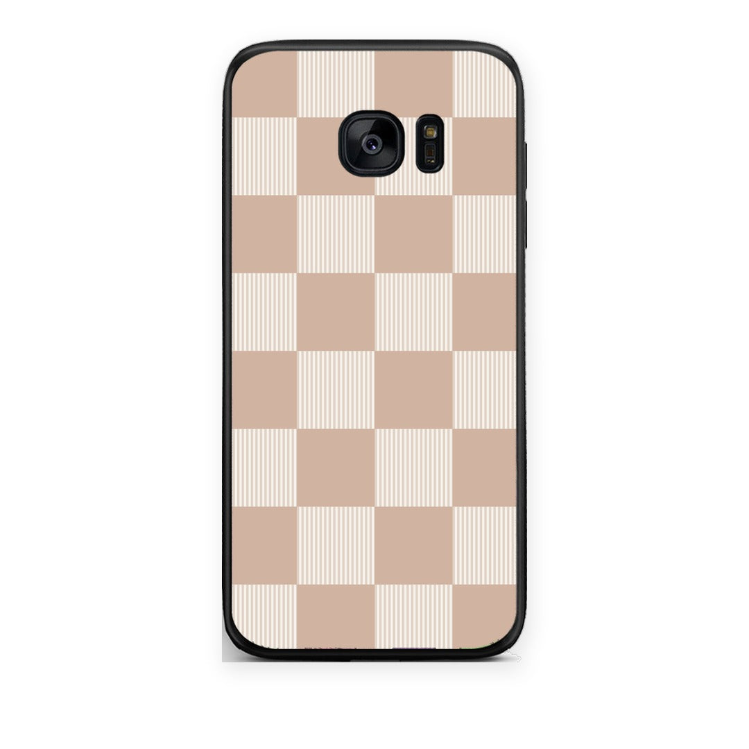 Θήκη Samsung Galaxy S7 Latte and Cream Striped Checks από τη Smartfits με σχέδιο στο πίσω μέρος και μαύρο περίβλημα | Samsung Galaxy S7 Latte and Cream Striped Checks case with colorful back and black bezels