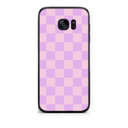 Θήκη Samsung Galaxy S7 Lavender and Pink Checkerboard από τη Smartfits με σχέδιο στο πίσω μέρος και μαύρο περίβλημα | Samsung Galaxy S7 Lavender and Pink Checkerboard case with colorful back and black bezels