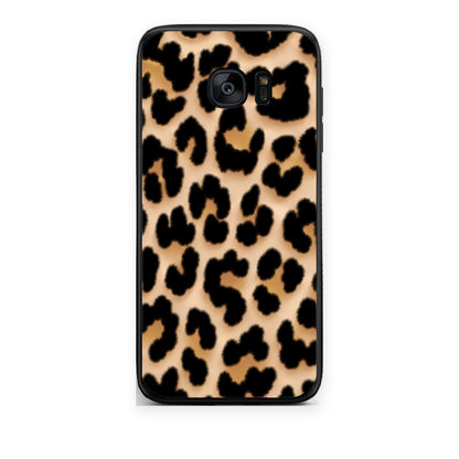 Θήκη Samsung Galaxy S7 Leopard Print Tan Large από τη Smartfits με σχέδιο στο πίσω μέρος και μαύρο περίβλημα | Samsung Galaxy S7 Leopard Print Tan Large case with colorful back and black bezels