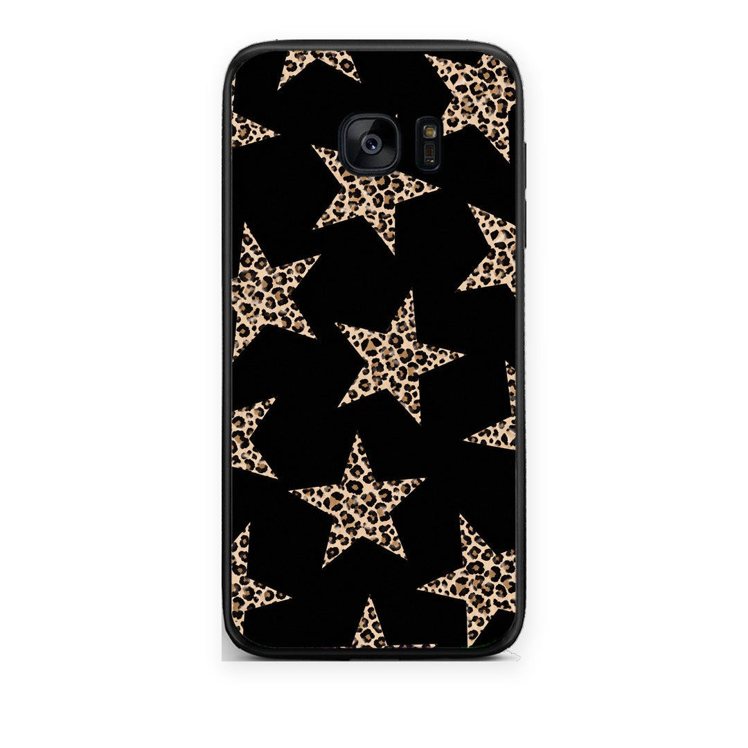 Θήκη Samsung Galaxy S7 Leopard Stars on Black από τη Smartfits με σχέδιο στο πίσω μέρος και μαύρο περίβλημα | Samsung Galaxy S7 Leopard Stars on Black case with colorful back and black bezels