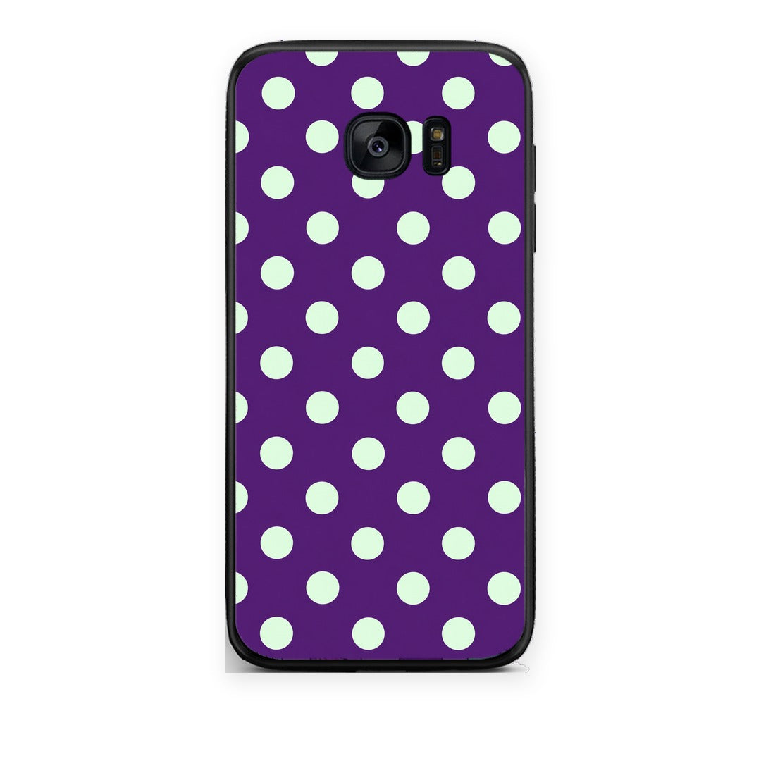 Θήκη Samsung Galaxy S7 Mint Polka Dots on Purple από τη Smartfits με σχέδιο στο πίσω μέρος και μαύρο περίβλημα | Samsung Galaxy S7 Mint Polka Dots on Purple case with colorful back and black bezels