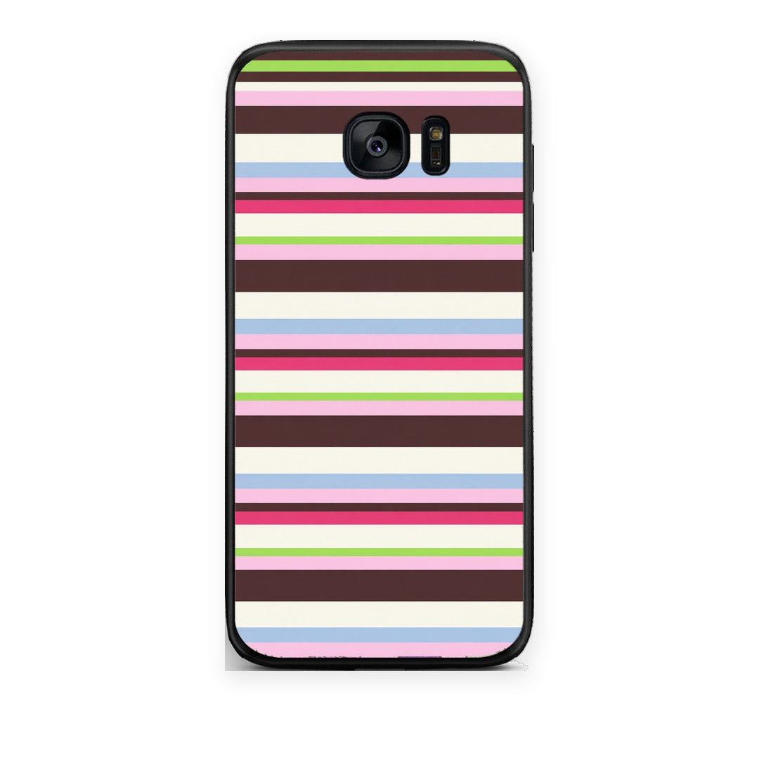 Θήκη Samsung Galaxy S7 Multicolour Horizontal Stripes από τη Smartfits με σχέδιο στο πίσω μέρος και μαύρο περίβλημα | Samsung Galaxy S7 Multicolour Horizontal Stripes case with colorful back and black bezels
