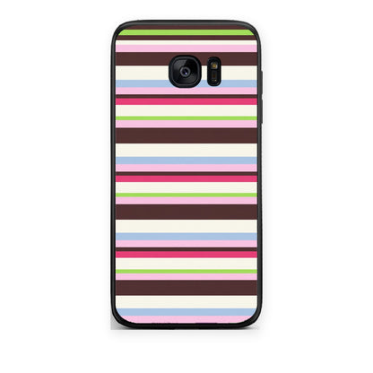 Θήκη Samsung Galaxy S7 Multicolour Horizontal Stripes από τη Smartfits με σχέδιο στο πίσω μέρος και μαύρο περίβλημα | Samsung Galaxy S7 Multicolour Horizontal Stripes case with colorful back and black bezels