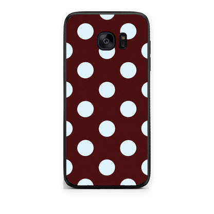Θήκη Samsung Galaxy S7 Pale Blue Large Polka Dots on Burgundy από τη Smartfits με σχέδιο στο πίσω μέρος και μαύρο περίβλημα | Samsung Galaxy S7 Pale Blue Large Polka Dots on Burgundy case with colorful back and black bezels