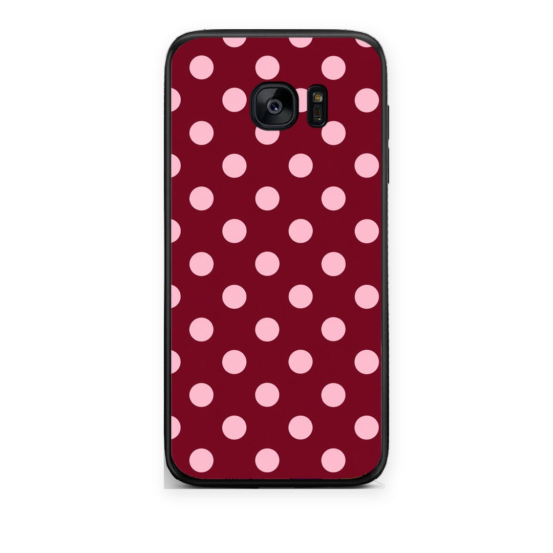 Θήκη Samsung Galaxy S7 Pink Polka Dots on Burgundy από τη Smartfits με σχέδιο στο πίσω μέρος και μαύρο περίβλημα | Samsung Galaxy S7 Pink Polka Dots on Burgundy case with colorful back and black bezels