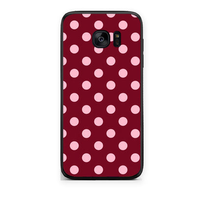 Θήκη Samsung Galaxy S7 Pink Polka Dots on Burgundy από τη Smartfits με σχέδιο στο πίσω μέρος και μαύρο περίβλημα | Samsung Galaxy S7 Pink Polka Dots on Burgundy case with colorful back and black bezels