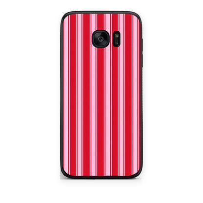 Θήκη Samsung Galaxy S7 Red and Pink Vertical Pinstripes από τη Smartfits με σχέδιο στο πίσω μέρος και μαύρο περίβλημα | Samsung Galaxy S7 Red and Pink Vertical Pinstripes case with colorful back and black bezels