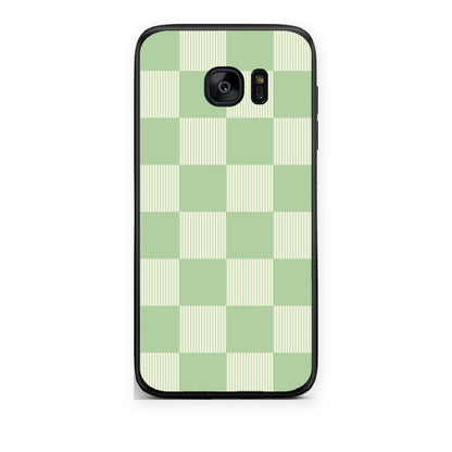 Θήκη Samsung Galaxy S7 Sage and Cream Striped Checks από τη Smartfits με σχέδιο στο πίσω μέρος και μαύρο περίβλημα | Samsung Galaxy S7 Sage and Cream Striped Checks case with colorful back and black bezels