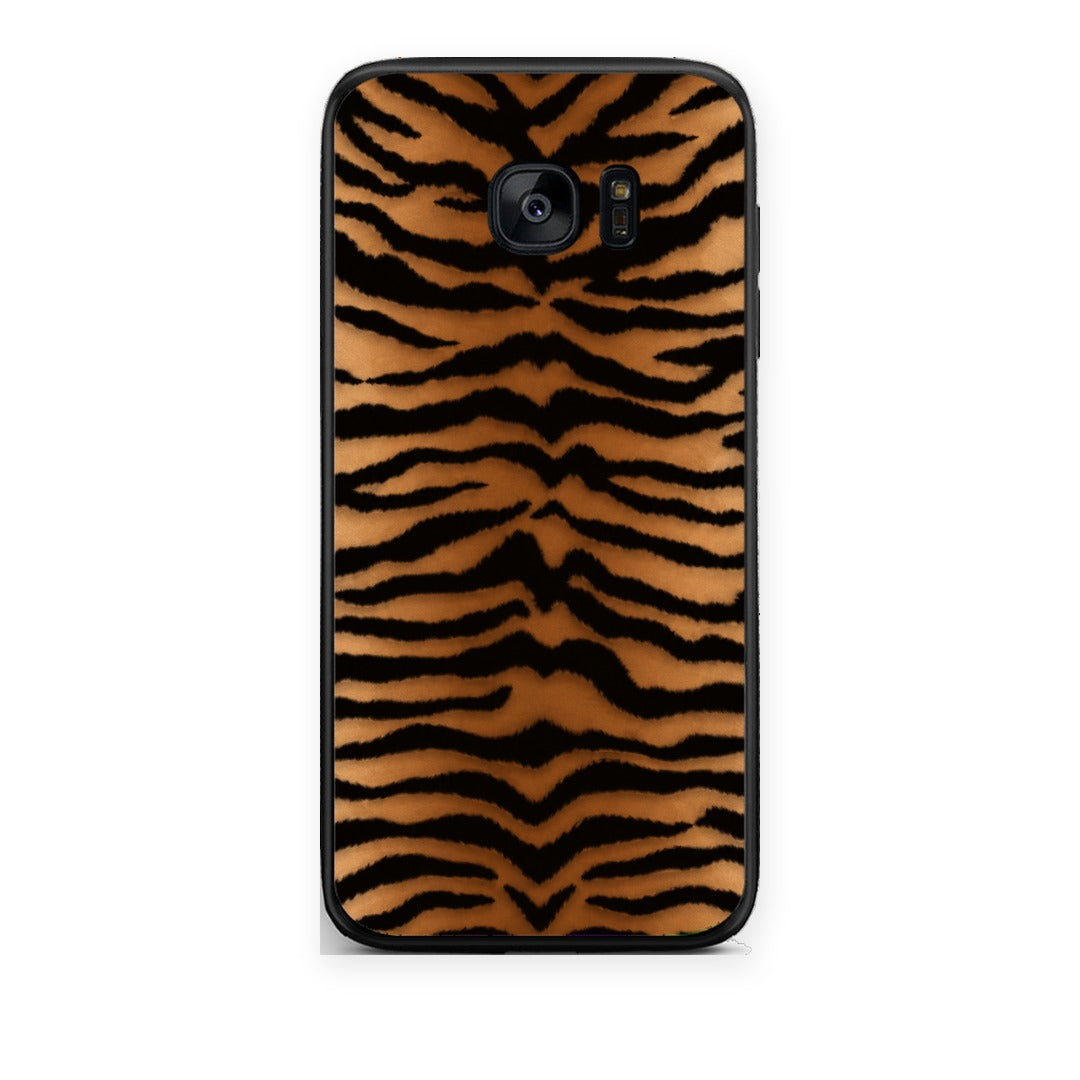 Θήκη Samsung Galaxy S7 Tiger Print Orange and Black από τη Smartfits με σχέδιο στο πίσω μέρος και μαύρο περίβλημα | Samsung Galaxy S7 Tiger Print Orange and Black case with colorful back and black bezels