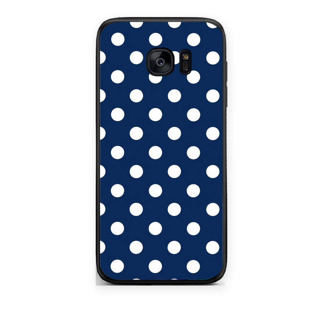 Θήκη Samsung Galaxy S7 White Large Polka Dots on Navy από τη Smartfits με σχέδιο στο πίσω μέρος και μαύρο περίβλημα | Samsung Galaxy S7 White Large Polka Dots on Navy case with colorful back and black bezels