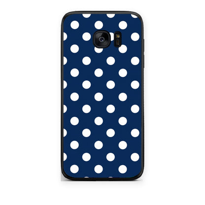 Θήκη Samsung Galaxy S7 White Large Polka Dots on Navy από τη Smartfits με σχέδιο στο πίσω μέρος και μαύρο περίβλημα | Samsung Galaxy S7 White Large Polka Dots on Navy case with colorful back and black bezels