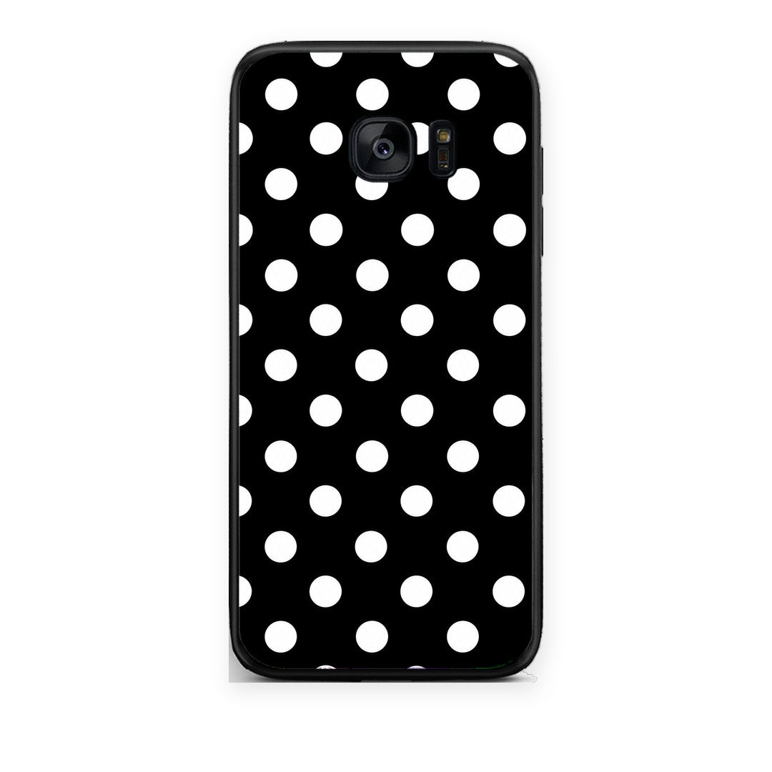 Θήκη Samsung Galaxy S7 White Polka Dots on Black από τη Smartfits με σχέδιο στο πίσω μέρος και μαύρο περίβλημα | Samsung Galaxy S7 White Polka Dots on Black case with colorful back and black bezels
