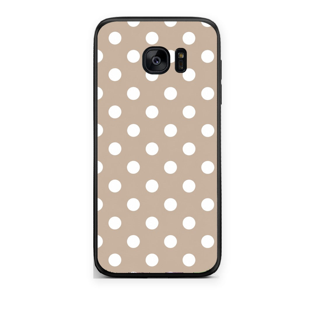 Θήκη Samsung Galaxy S7 White Polka Dots on Taupe από τη Smartfits με σχέδιο στο πίσω μέρος και μαύρο περίβλημα | Samsung Galaxy S7 White Polka Dots on Taupe case with colorful back and black bezels