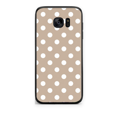 Θήκη Samsung Galaxy S7 White Polka Dots on Taupe από τη Smartfits με σχέδιο στο πίσω μέρος και μαύρο περίβλημα | Samsung Galaxy S7 White Polka Dots on Taupe case with colorful back and black bezels