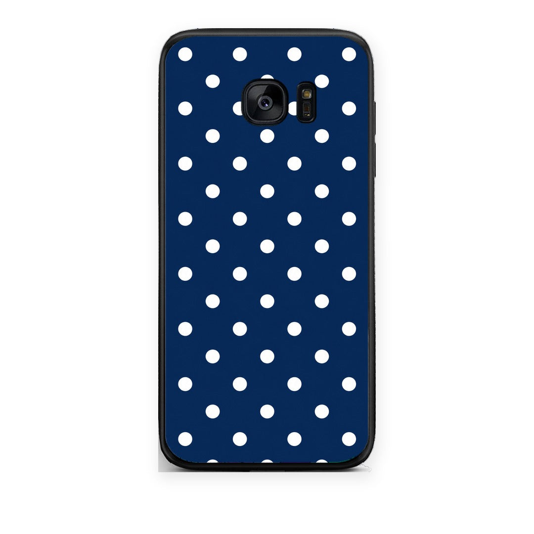 Θήκη Samsung Galaxy S7 White Small Polka Dots on Navy από τη Smartfits με σχέδιο στο πίσω μέρος και μαύρο περίβλημα | Samsung Galaxy S7 White Small Polka Dots on Navy case with colorful back and black bezels