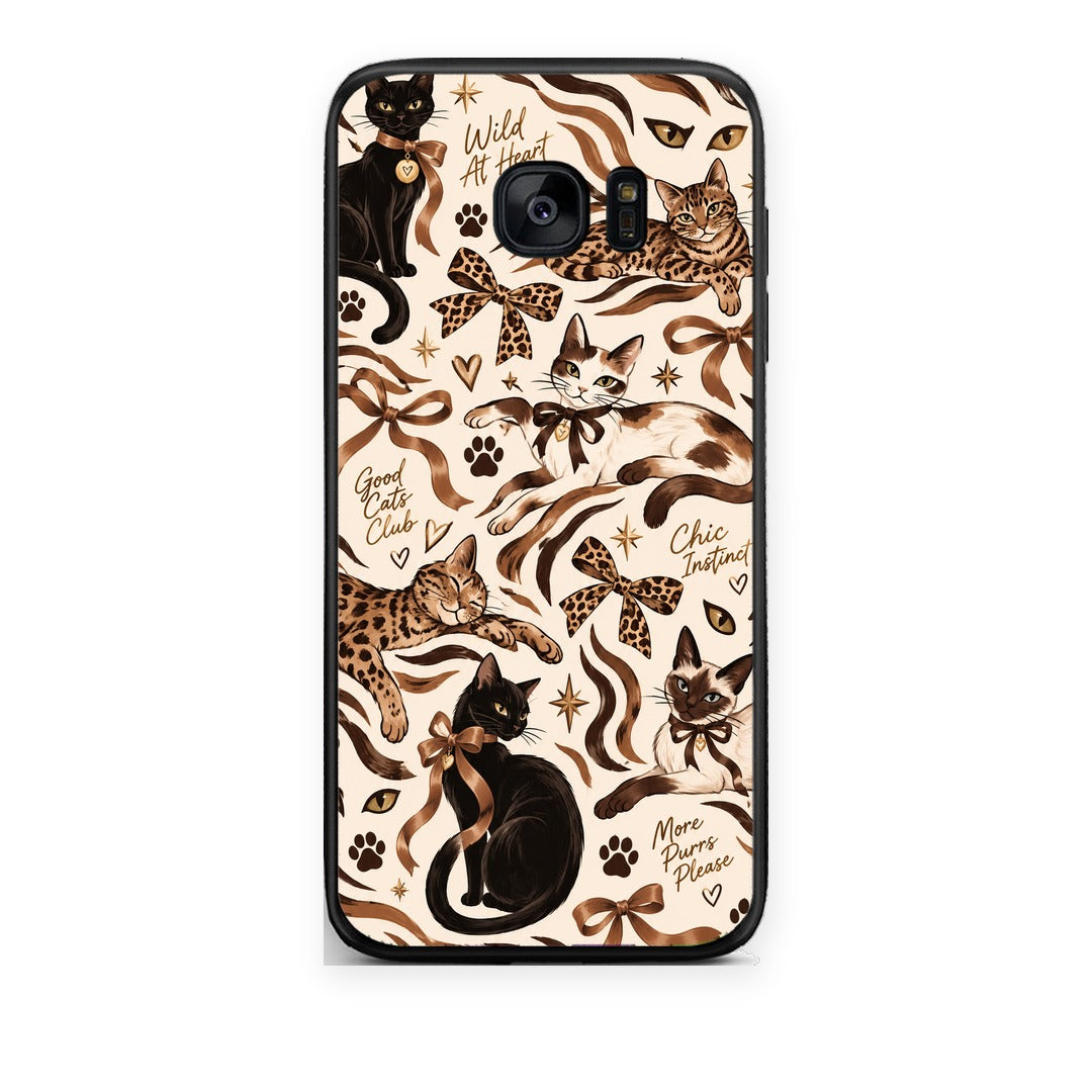 Θήκη Samsung Galaxy S7 Wild Cats and Animal Print Collage από τη Smartfits με σχέδιο στο πίσω μέρος και μαύρο περίβλημα | Samsung Galaxy S7 Wild Cats and Animal Print Collage case with colorful back and black bezels