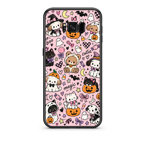 Θήκη Samsung Galaxy S8 Halloween Cute Animals on Pink από τη Smartfits με σχέδιο στο πίσω μέρος και μαύρο περίβλημα | Samsung Galaxy S8 Halloween Cute Animals on Pink case with colorful back and black bezels