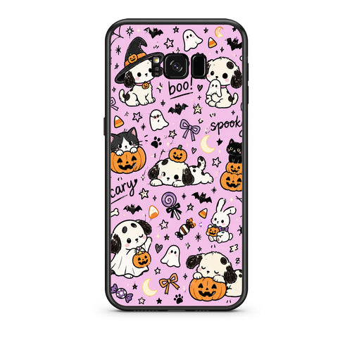 Θήκη Samsung Galaxy S8 Halloween Puppies and Friends on Lilac από τη Smartfits με σχέδιο στο πίσω μέρος και μαύρο περίβλημα | Samsung Galaxy S8 Halloween Puppies and Friends on Lilac case with colorful back and black bezels