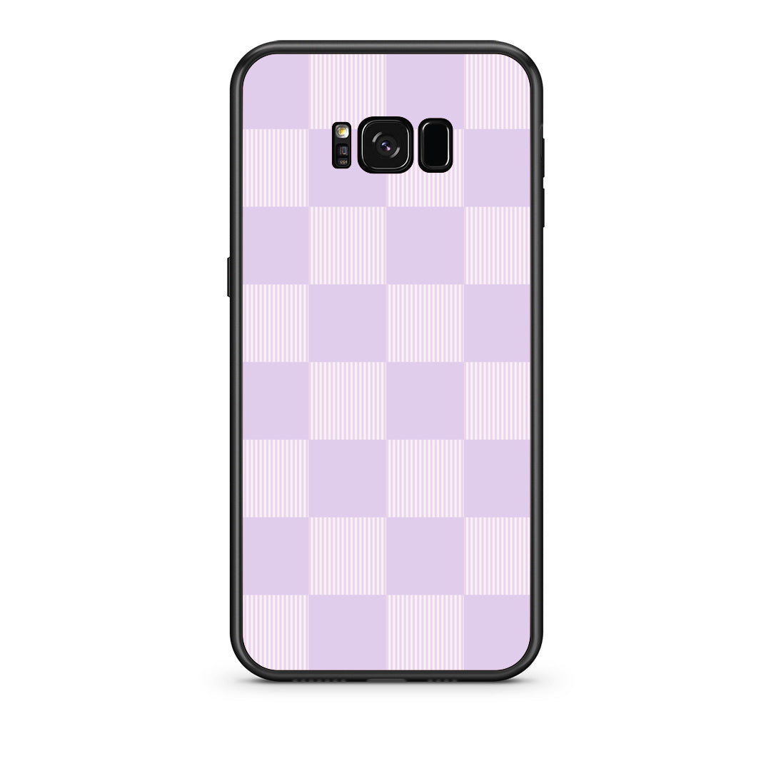 Θήκη Samsung Galaxy S8 Lilac and Cream Striped Checks από τη Smartfits με σχέδιο στο πίσω μέρος και μαύρο περίβλημα | Samsung Galaxy S8 Lilac and Cream Striped Checks case with colorful back and black bezels