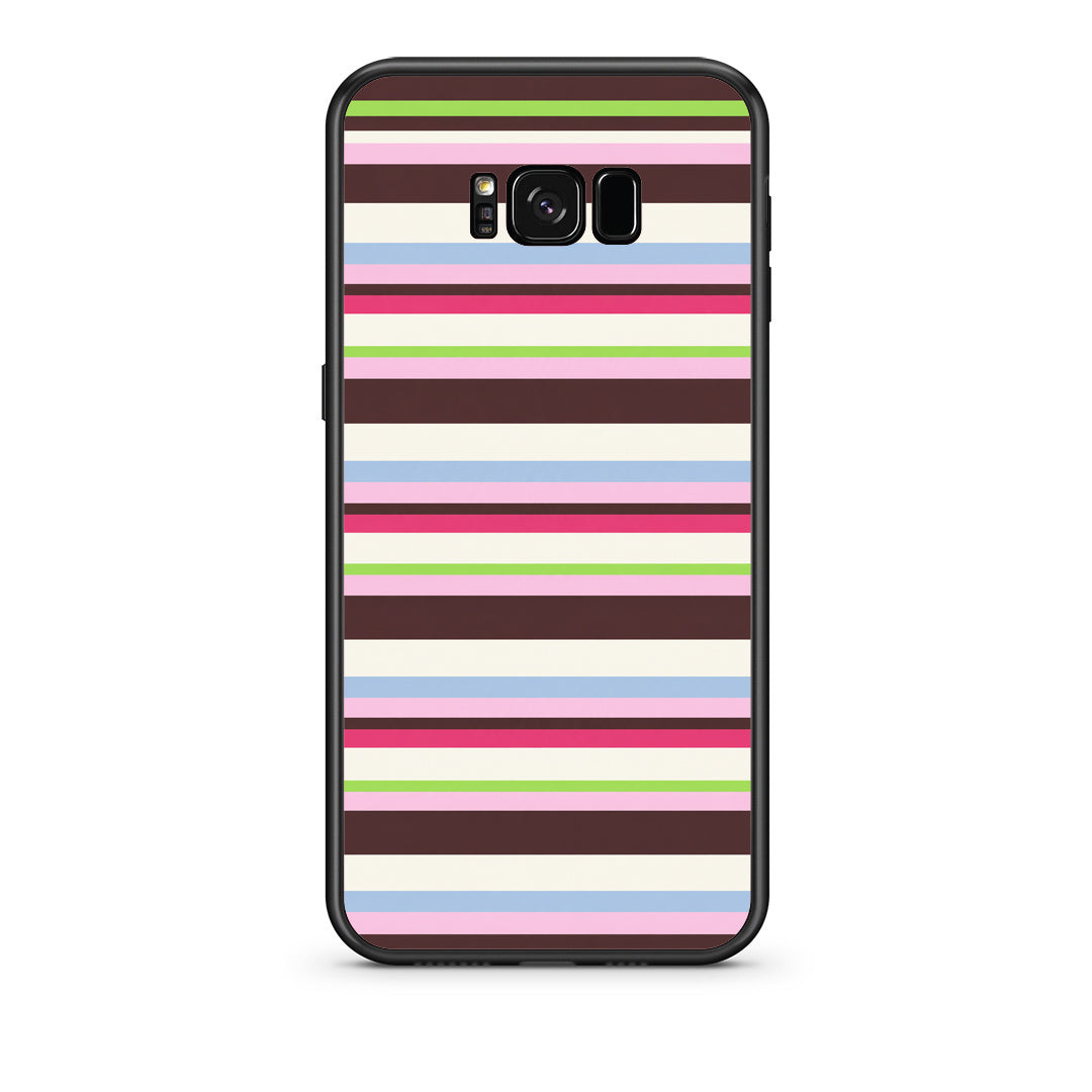 Θήκη Samsung Galaxy S8 Multicolour Horizontal Stripes από τη Smartfits με σχέδιο στο πίσω μέρος και μαύρο περίβλημα | Samsung Galaxy S8 Multicolour Horizontal Stripes case with colorful back and black bezels