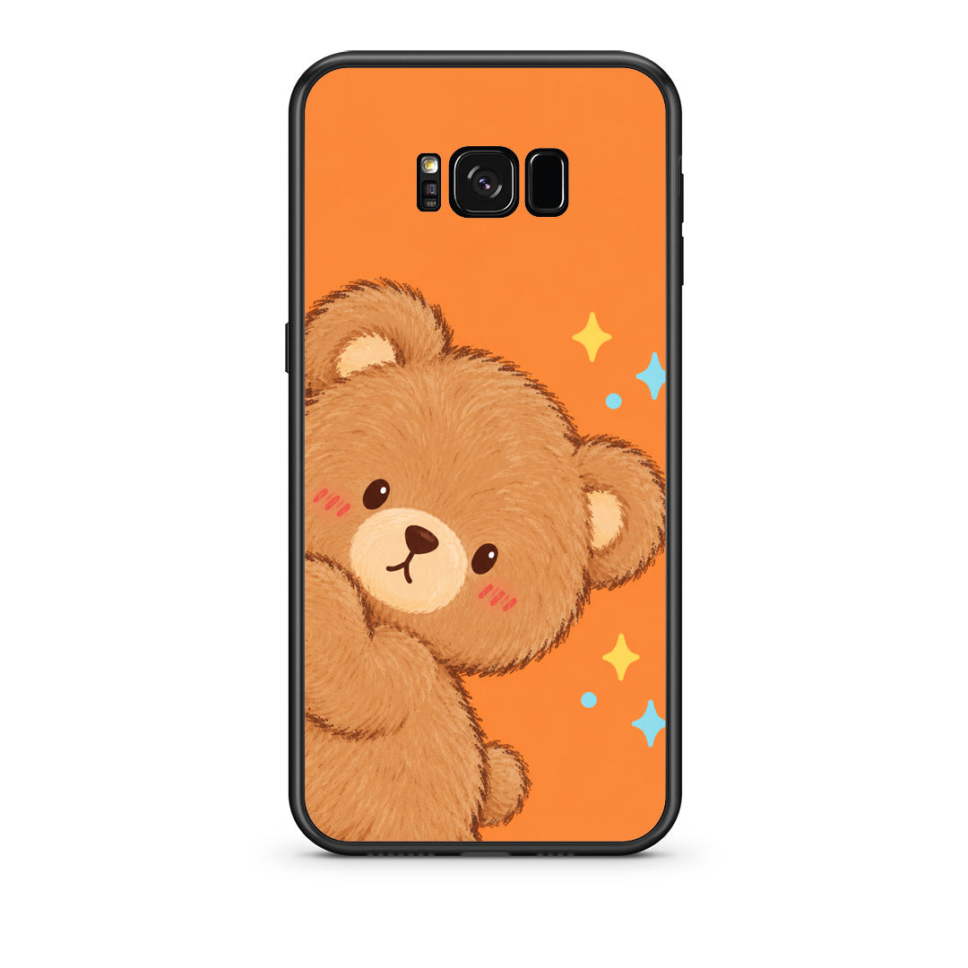 Θήκη Samsung Galaxy S8 Peekaboo Teddy on Orange από τη Smartfits με σχέδιο στο πίσω μέρος και μαύρο περίβλημα | Samsung Galaxy S8 Peekaboo Teddy on Orange case with colorful back and black bezels