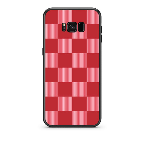 Θήκη Samsung Galaxy S8 Red and Pink Striped Checks από τη Smartfits με σχέδιο στο πίσω μέρος και μαύρο περίβλημα | Samsung Galaxy S8 Red and Pink Striped Checks case with colorful back and black bezels