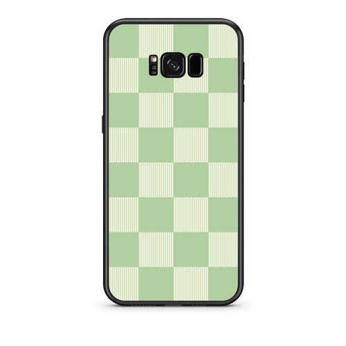 Θήκη Samsung Galaxy S8 Sage and Cream Striped Checks από τη Smartfits με σχέδιο στο πίσω μέρος και μαύρο περίβλημα | Samsung Galaxy S8 Sage and Cream Striped Checks case with colorful back and black bezels