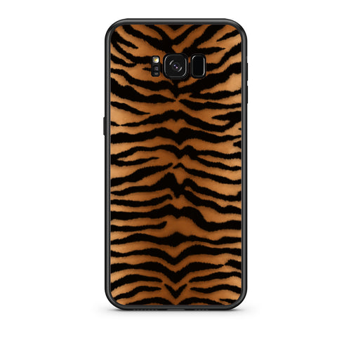 Θήκη Samsung Galaxy S8 Tiger Print Orange and Black από τη Smartfits με σχέδιο στο πίσω μέρος και μαύρο περίβλημα | Samsung Galaxy S8 Tiger Print Orange and Black case with colorful back and black bezels