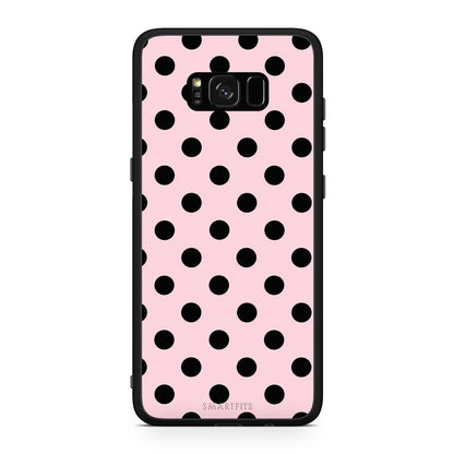 Θήκη Samsung Galaxy S8+ Black Polka Dots on Pink από τη Smartfits με σχέδιο στο πίσω μέρος και μαύρο περίβλημα | Samsung Galaxy S8+ Black Polka Dots on Pink case with colorful back and black bezels