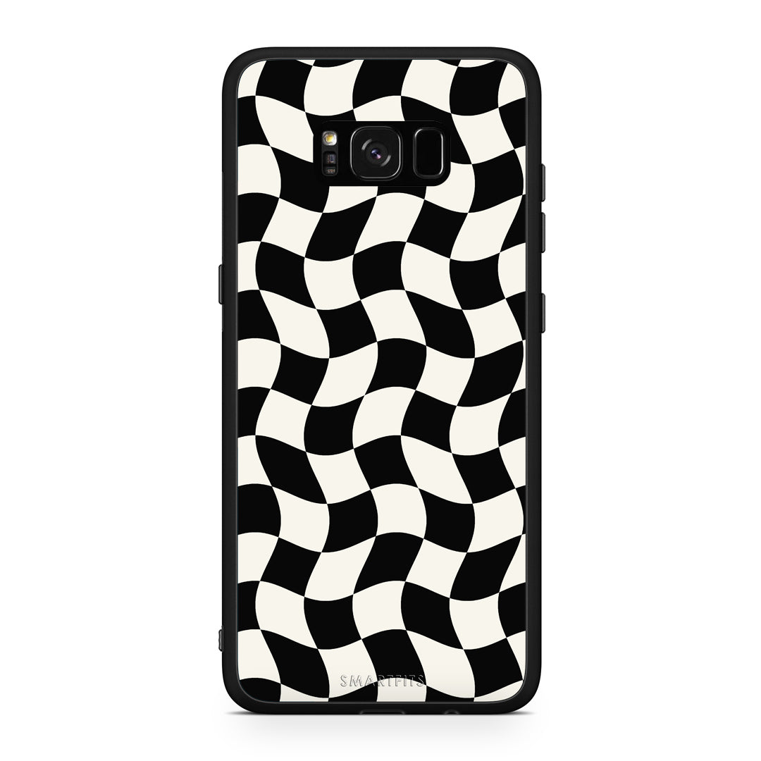 Θήκη Samsung Galaxy S8+ Black and Cream Wavy Checkerboard από τη Smartfits με σχέδιο στο πίσω μέρος και μαύρο περίβλημα | Samsung Galaxy S8+ Black and Cream Wavy Checkerboard case with colorful back and black bezels