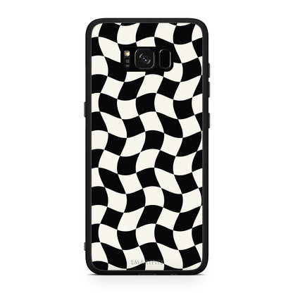 Θήκη Samsung Galaxy S8+ Black and Cream Wavy Checkerboard από τη Smartfits με σχέδιο στο πίσω μέρος και μαύρο περίβλημα | Samsung Galaxy S8+ Black and Cream Wavy Checkerboard case with colorful back and black bezels