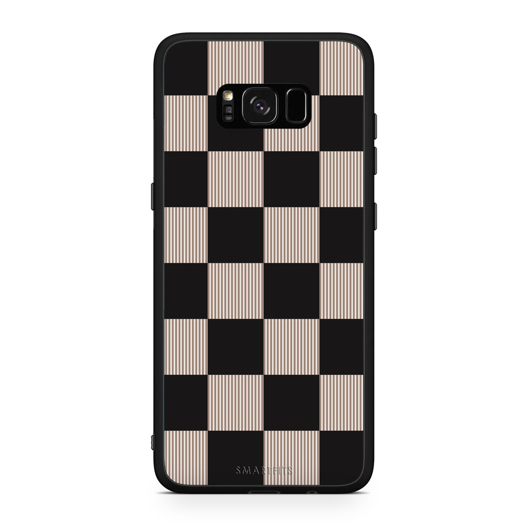 Θήκη Samsung Galaxy S8+ Black and Taupe Striped Checks από τη Smartfits με σχέδιο στο πίσω μέρος και μαύρο περίβλημα | Samsung Galaxy S8+ Black and Taupe Striped Checks case with colorful back and black bezels
