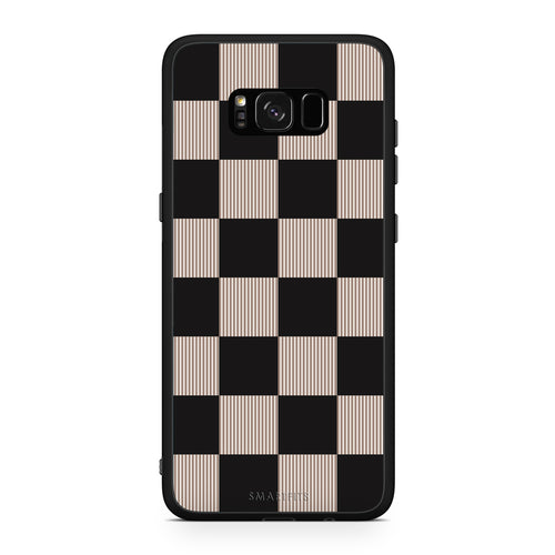 Θήκη Samsung Galaxy S8+ Black and Taupe Striped Checks από τη Smartfits με σχέδιο στο πίσω μέρος και μαύρο περίβλημα | Samsung Galaxy S8+ Black and Taupe Striped Checks case with colorful back and black bezels