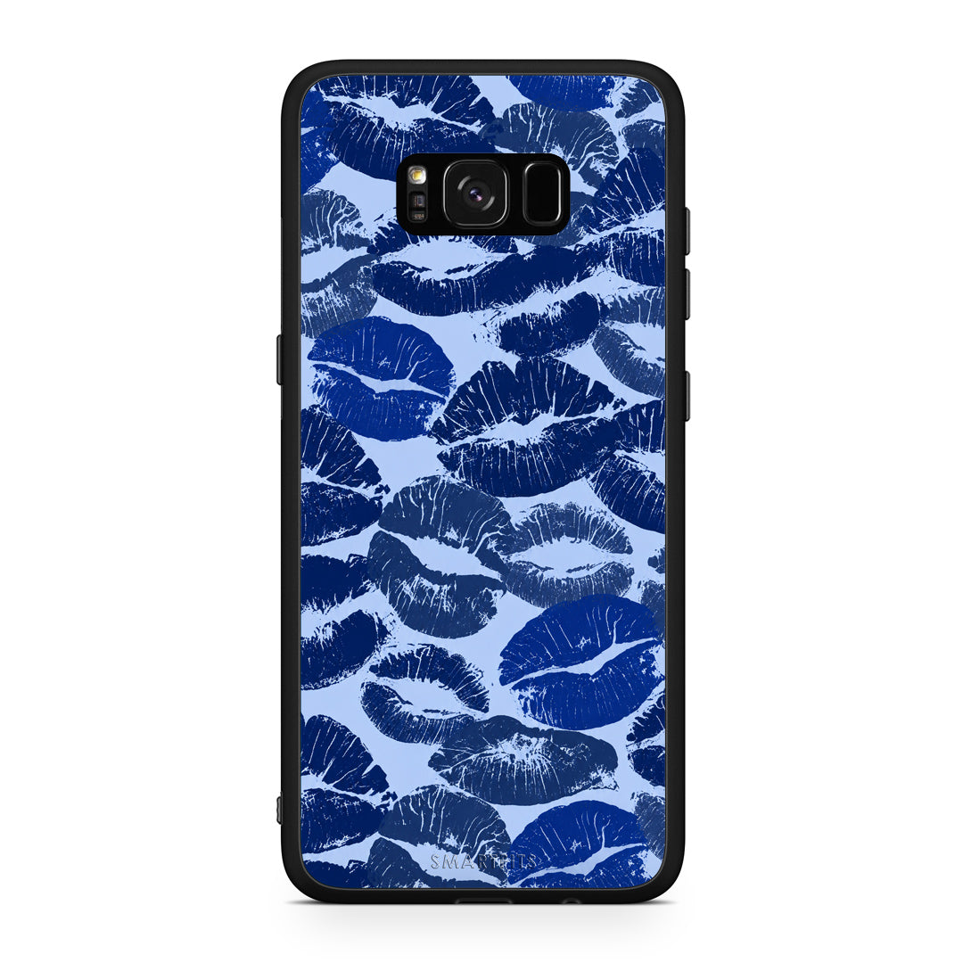 Θήκη Samsung Galaxy S8+ Blue Lipstick Kisses από τη Smartfits με σχέδιο στο πίσω μέρος και μαύρο περίβλημα | Samsung Galaxy S8+ Blue Lipstick Kisses case with colorful back and black bezels