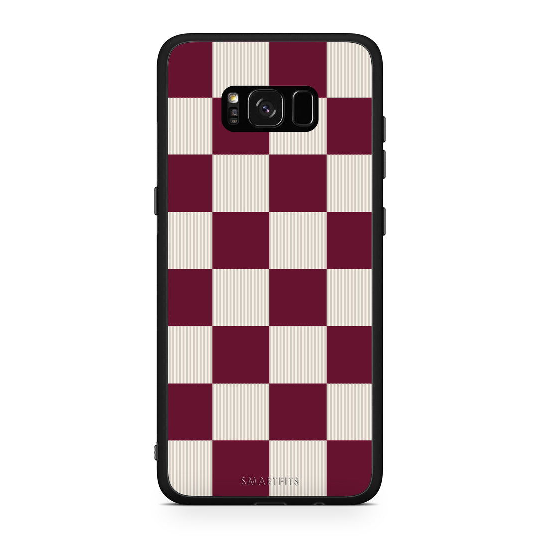 Θήκη Samsung Galaxy S8+ Burgundy and Cream Striped Checks από τη Smartfits με σχέδιο στο πίσω μέρος και μαύρο περίβλημα | Samsung Galaxy S8+ Burgundy and Cream Striped Checks case with colorful back and black bezels