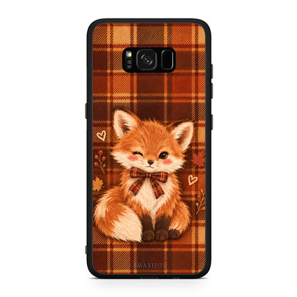 Θήκη Samsung Galaxy S8+ Fox on Autumn Tartan από τη Smartfits με σχέδιο στο πίσω μέρος και μαύρο περίβλημα | Samsung Galaxy S8+ Fox on Autumn Tartan case with colorful back and black bezels