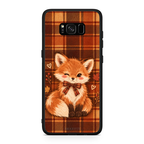 Θήκη Samsung Galaxy S8+ Fox on Autumn Tartan από τη Smartfits με σχέδιο στο πίσω μέρος και μαύρο περίβλημα | Samsung Galaxy S8+ Fox on Autumn Tartan case with colorful back and black bezels