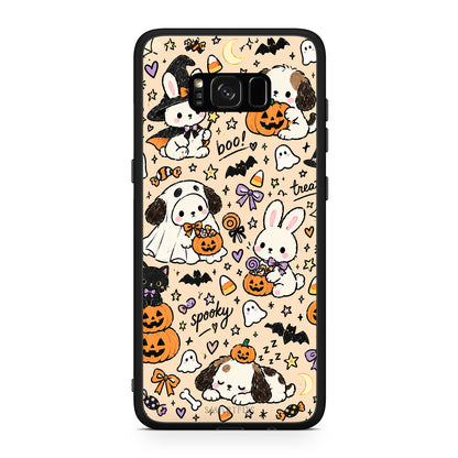Θήκη Samsung Galaxy S8+ Halloween Puppies and Friends on Cream από τη Smartfits με σχέδιο στο πίσω μέρος και μαύρο περίβλημα | Samsung Galaxy S8+ Halloween Puppies and Friends on Cream case with colorful back and black bezels