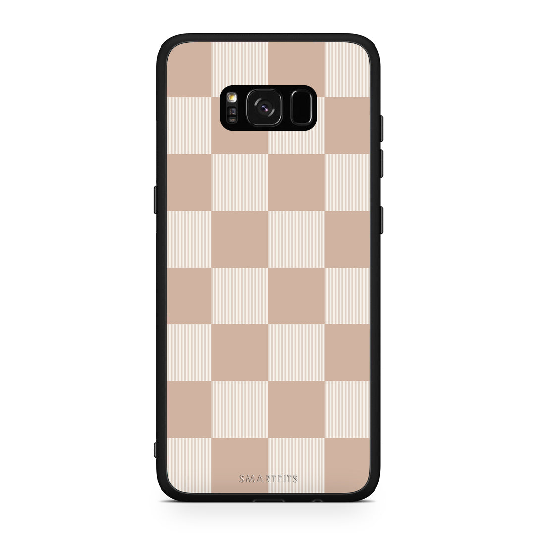 Θήκη Samsung Galaxy S8+ Latte and Cream Striped Checks από τη Smartfits με σχέδιο στο πίσω μέρος και μαύρο περίβλημα | Samsung Galaxy S8+ Latte and Cream Striped Checks case with colorful back and black bezels