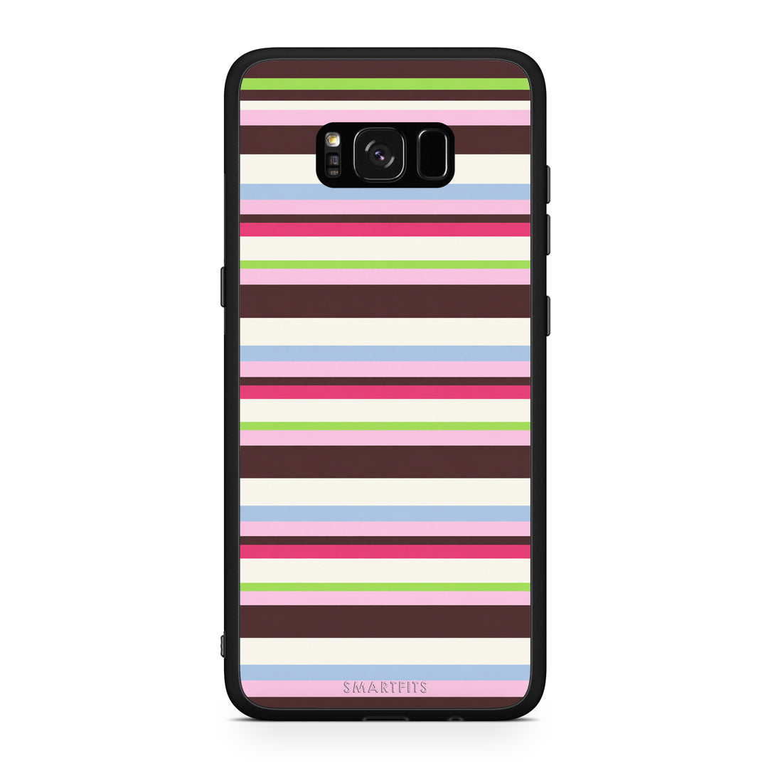 Θήκη Samsung Galaxy S8+ Multicolour Horizontal Stripes από τη Smartfits με σχέδιο στο πίσω μέρος και μαύρο περίβλημα | Samsung Galaxy S8+ Multicolour Horizontal Stripes case with colorful back and black bezels
