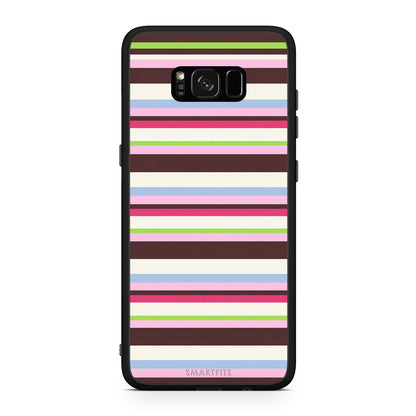 Θήκη Samsung Galaxy S8+ Multicolour Horizontal Stripes από τη Smartfits με σχέδιο στο πίσω μέρος και μαύρο περίβλημα | Samsung Galaxy S8+ Multicolour Horizontal Stripes case with colorful back and black bezels
