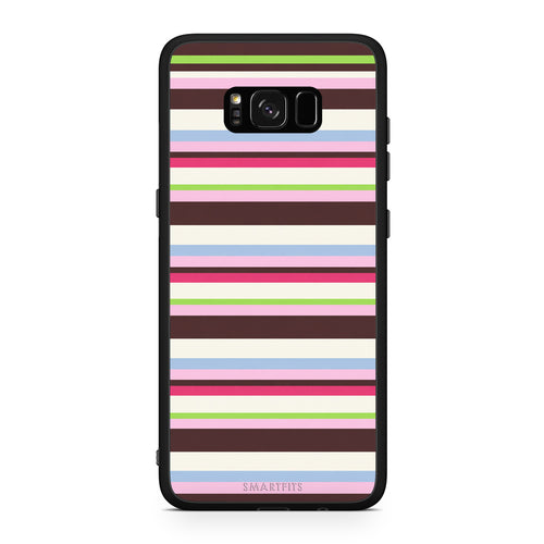 Θήκη Samsung Galaxy S8+ Multicolour Horizontal Stripes από τη Smartfits με σχέδιο στο πίσω μέρος και μαύρο περίβλημα | Samsung Galaxy S8+ Multicolour Horizontal Stripes case with colorful back and black bezels