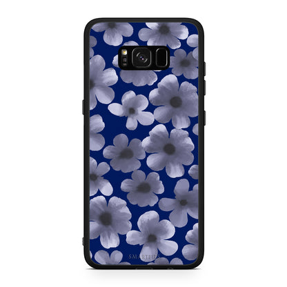 Θήκη Samsung Galaxy S8+ Pale Blue Flowers on Navy από τη Smartfits με σχέδιο στο πίσω μέρος και μαύρο περίβλημα | Samsung Galaxy S8+ Pale Blue Flowers on Navy case with colorful back and black bezels
