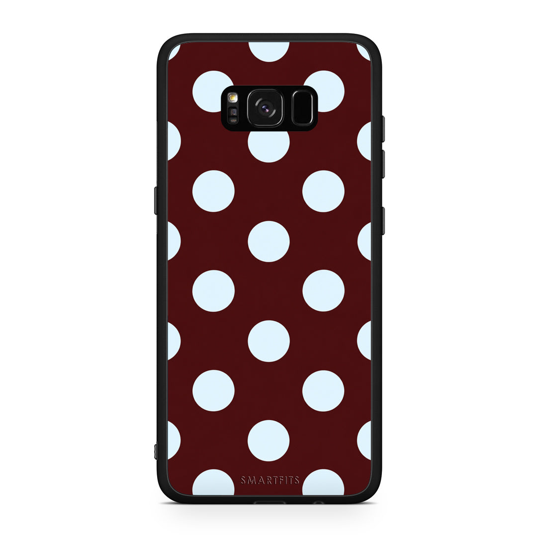 Θήκη Samsung Galaxy S8+ Pale Blue Large Polka Dots on Burgundy από τη Smartfits με σχέδιο στο πίσω μέρος και μαύρο περίβλημα | Samsung Galaxy S8+ Pale Blue Large Polka Dots on Burgundy case with colorful back and black bezels