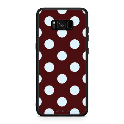 Θήκη Samsung Galaxy S8+ Pale Blue Large Polka Dots on Burgundy από τη Smartfits με σχέδιο στο πίσω μέρος και μαύρο περίβλημα | Samsung Galaxy S8+ Pale Blue Large Polka Dots on Burgundy case with colorful back and black bezels
