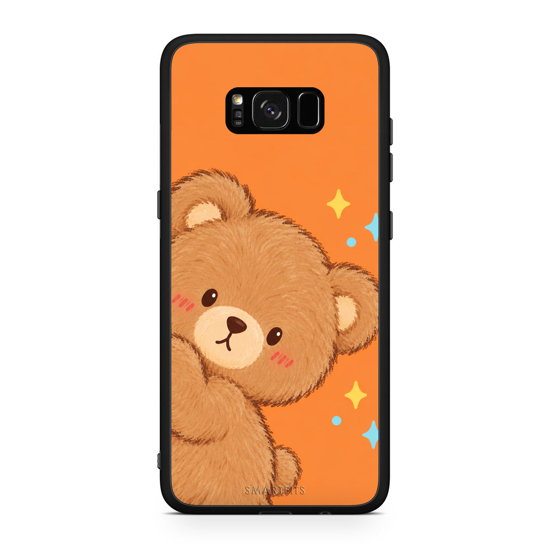 Θήκη Samsung Galaxy S8+ Peekaboo Teddy on Orange από τη Smartfits με σχέδιο στο πίσω μέρος και μαύρο περίβλημα | Samsung Galaxy S8+ Peekaboo Teddy on Orange case with colorful back and black bezels